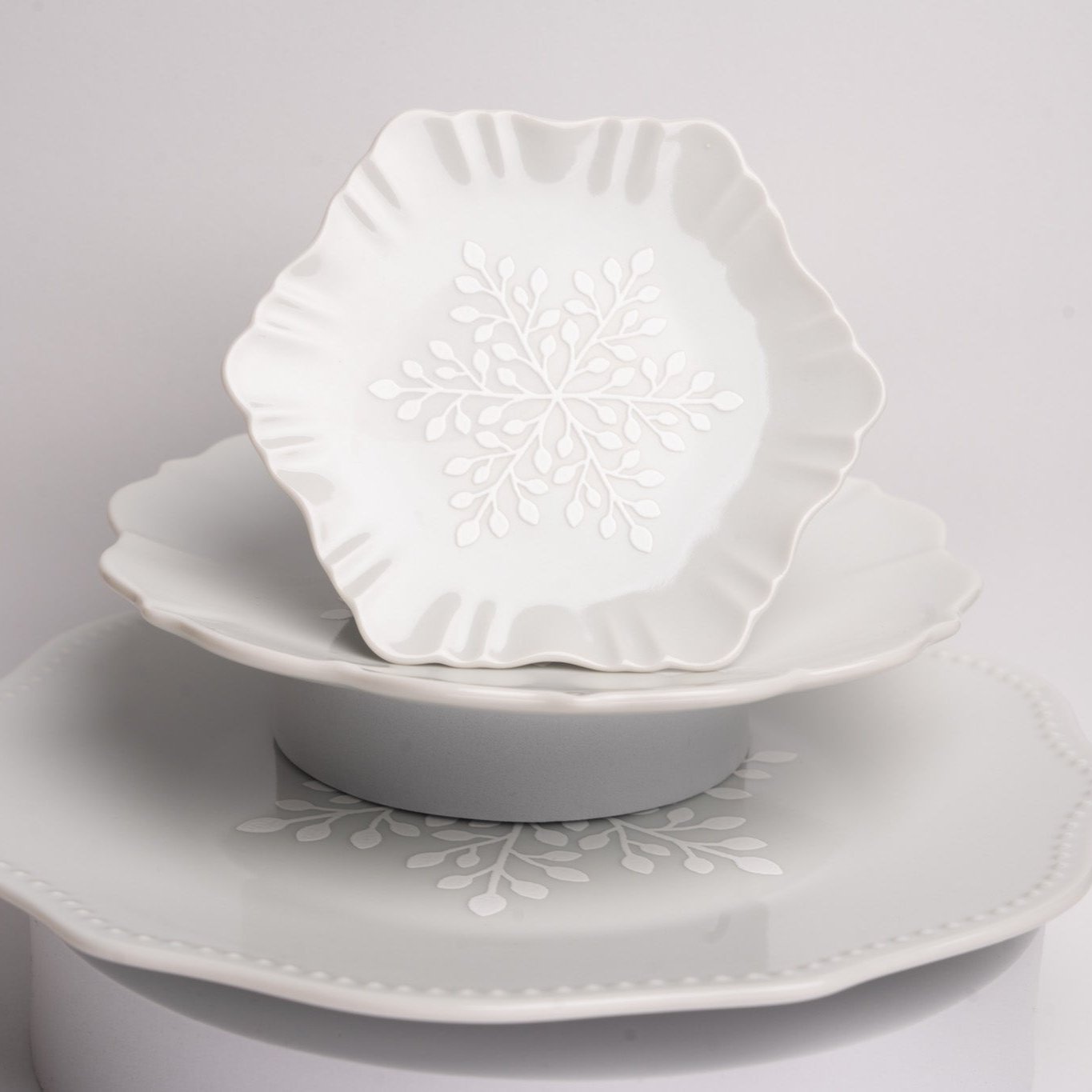 Snowflake Pattern Plate 3pc Set