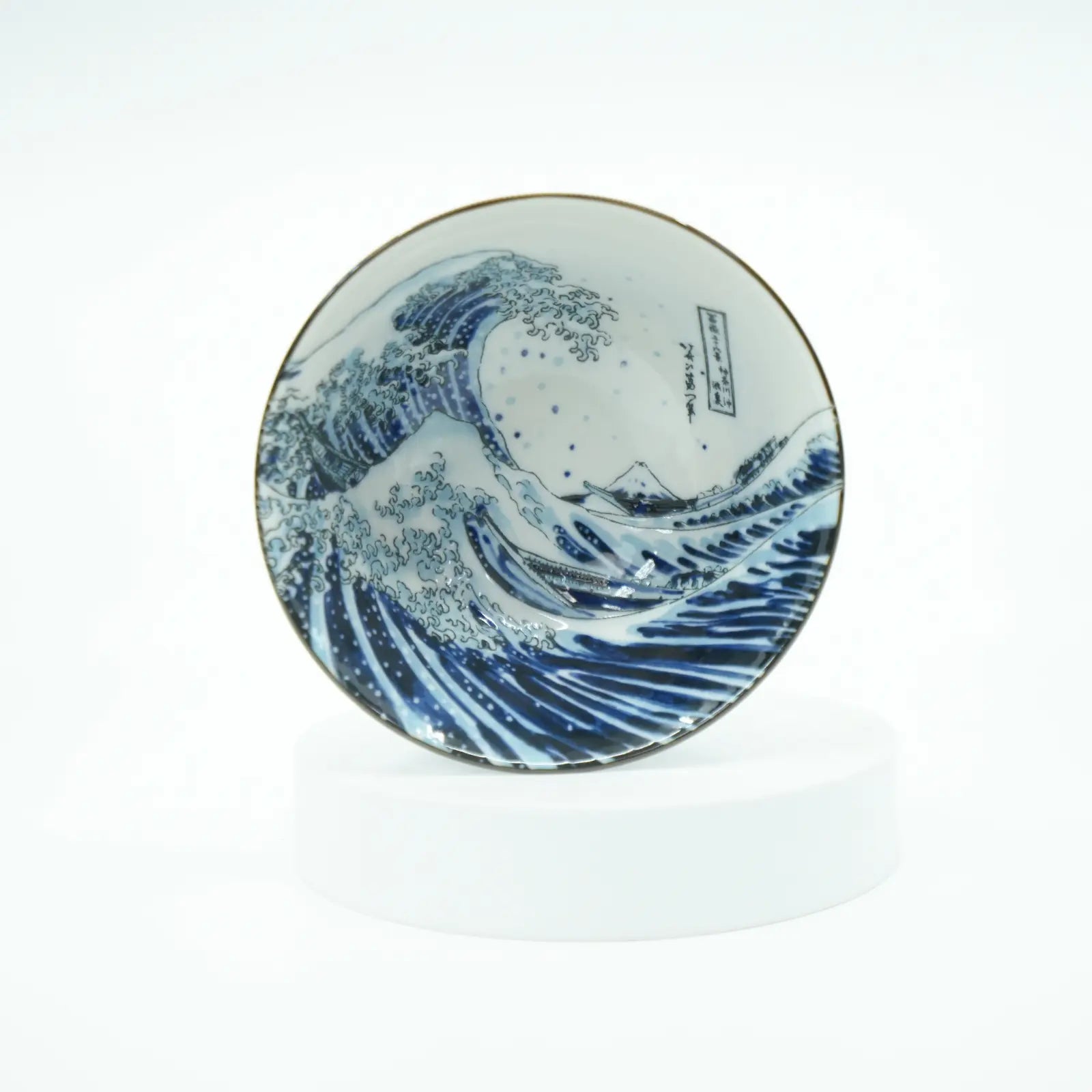 Hokusai Great Wave & Red Fuji Bowl Set With Chopsticks Mino Ware