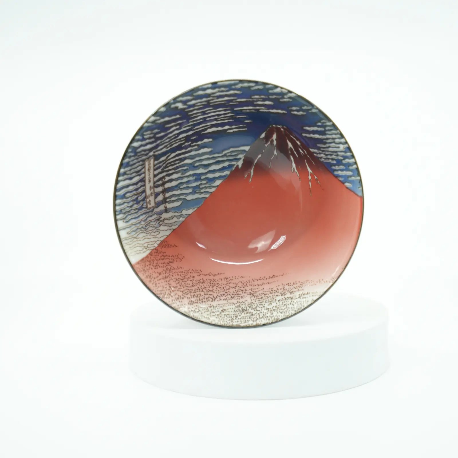 Hokusai Great Wave & Red Fuji Bowl Set With Chopsticks Mino Ware