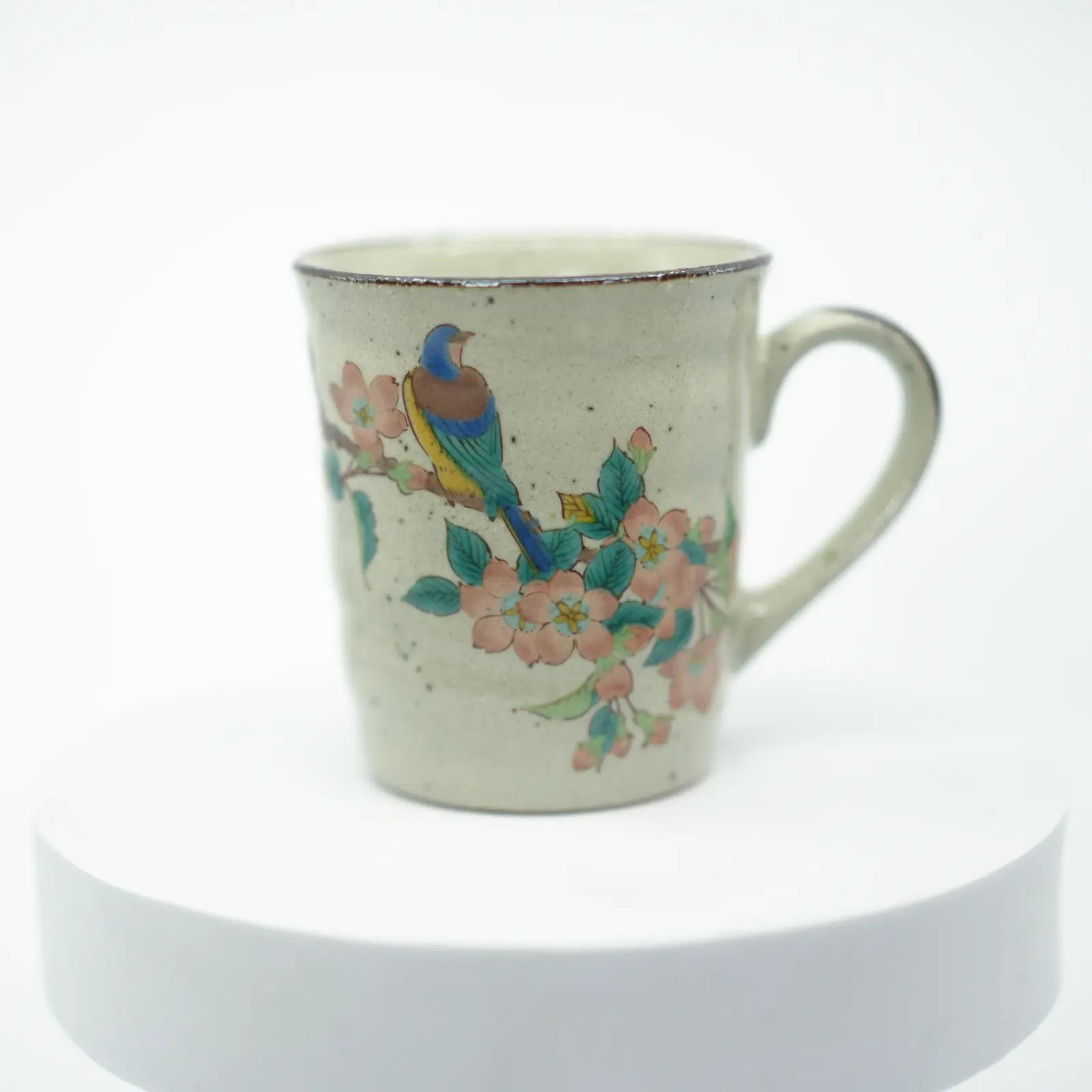 Kutani Ware - Colored Flowers & Bird Mug Kutani Ware