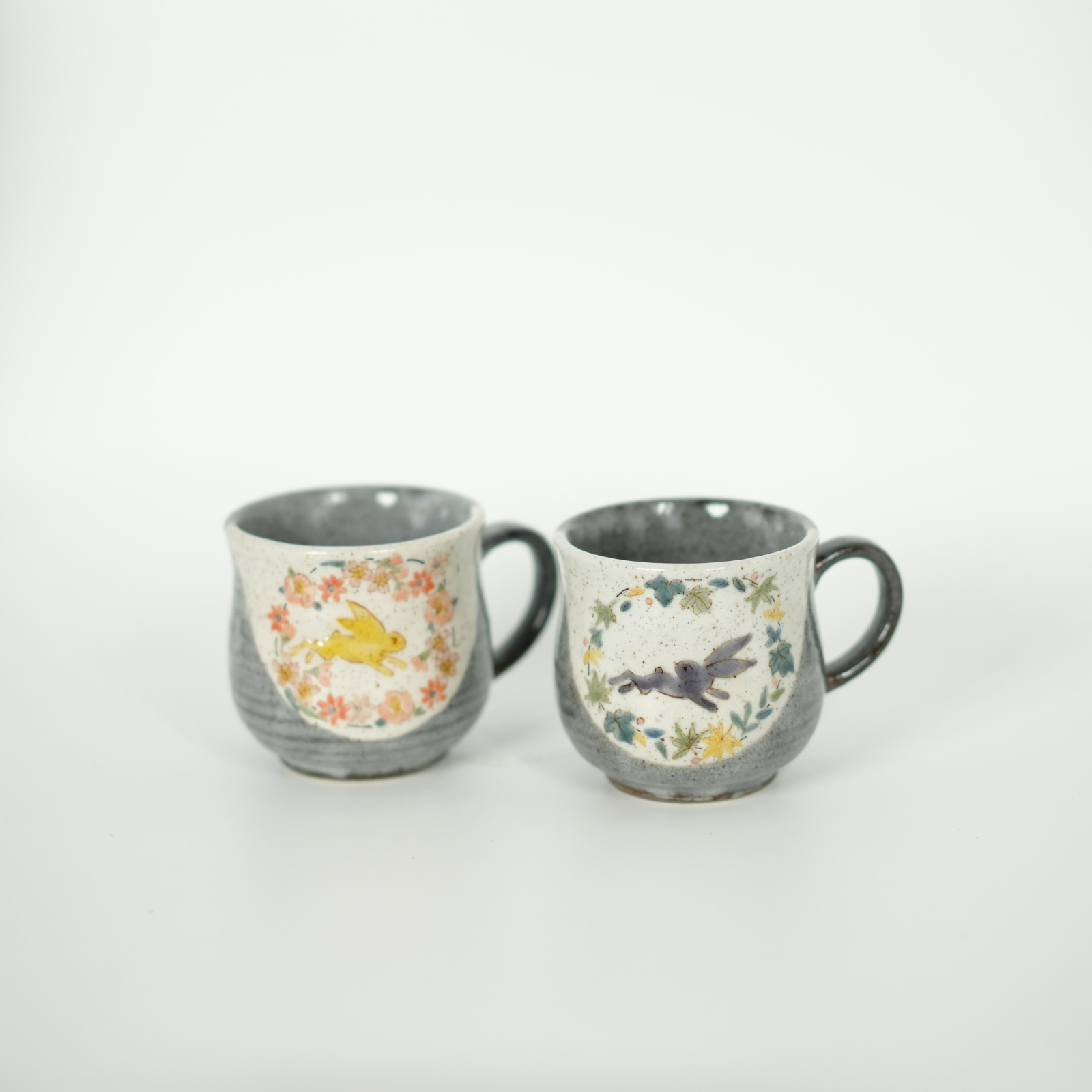 Kutani Ware - Flower & Rabbit Mug Set
