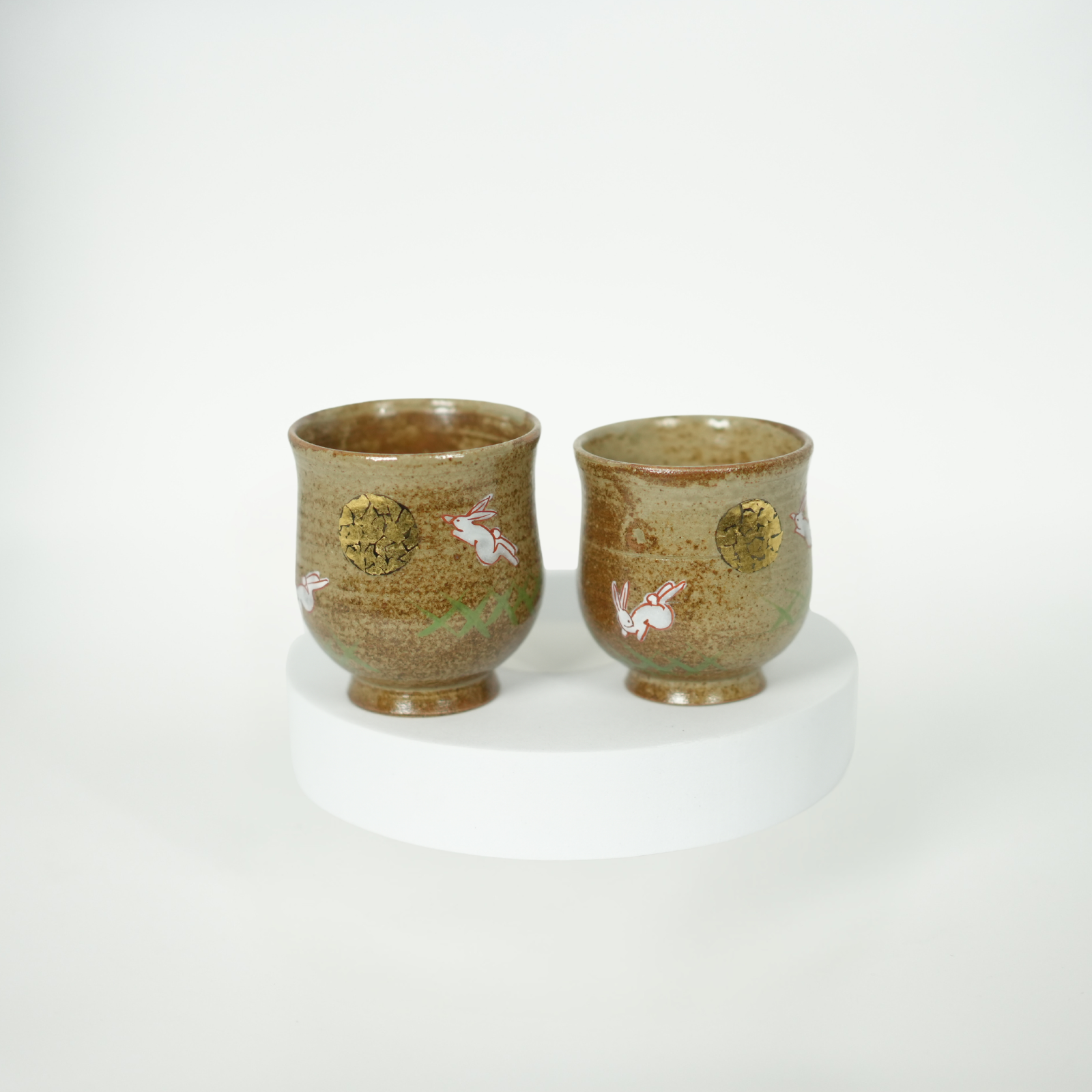 Kutani Ware - Golden Moon Rabbit Rice Bowl & Tea Cup Set