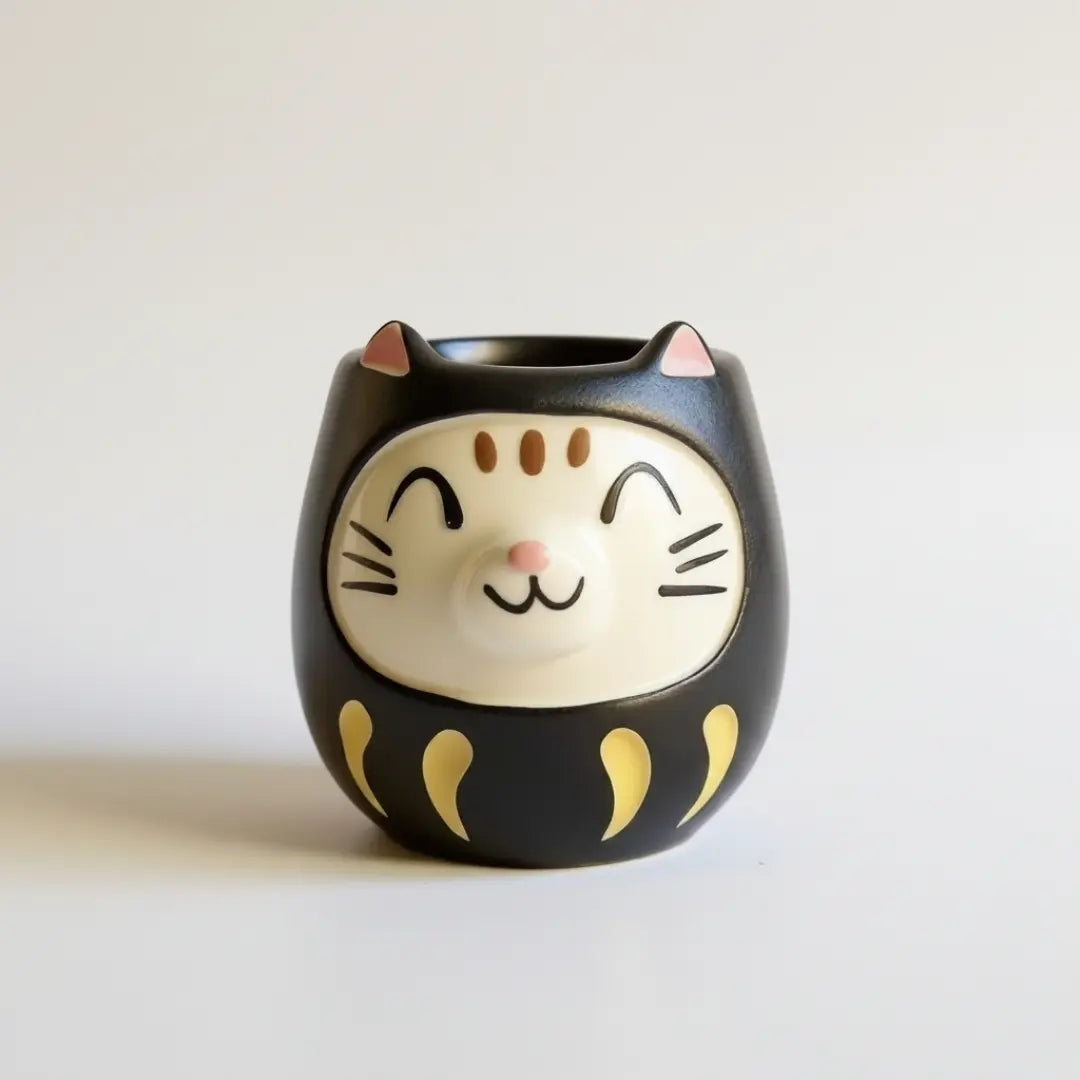 Lucky Cat Daruma Mug Cup Mino Ware