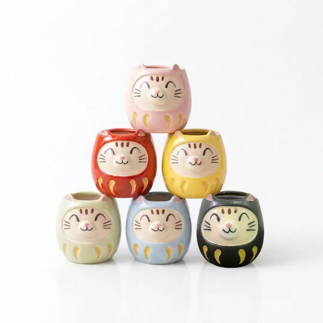 Lucky Cat Daruma Mug Cup Mino Ware