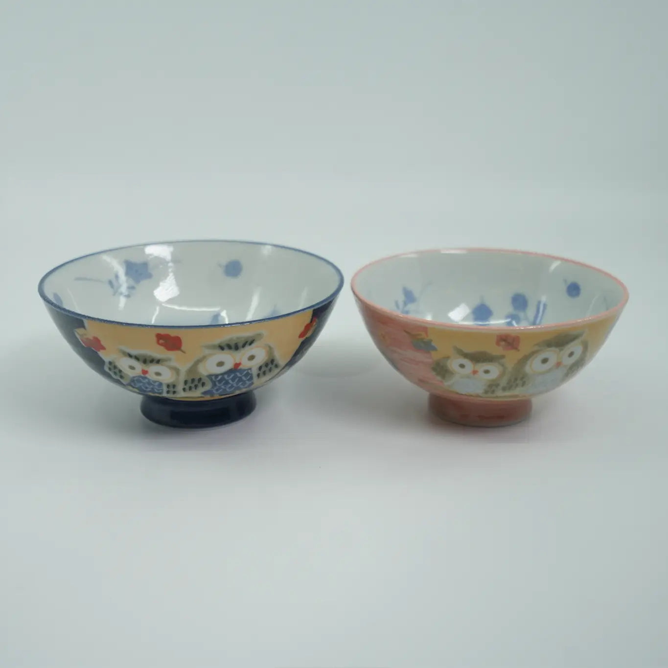 Owl Rice Bowl & Chopsticks Gift Set Mino Ware