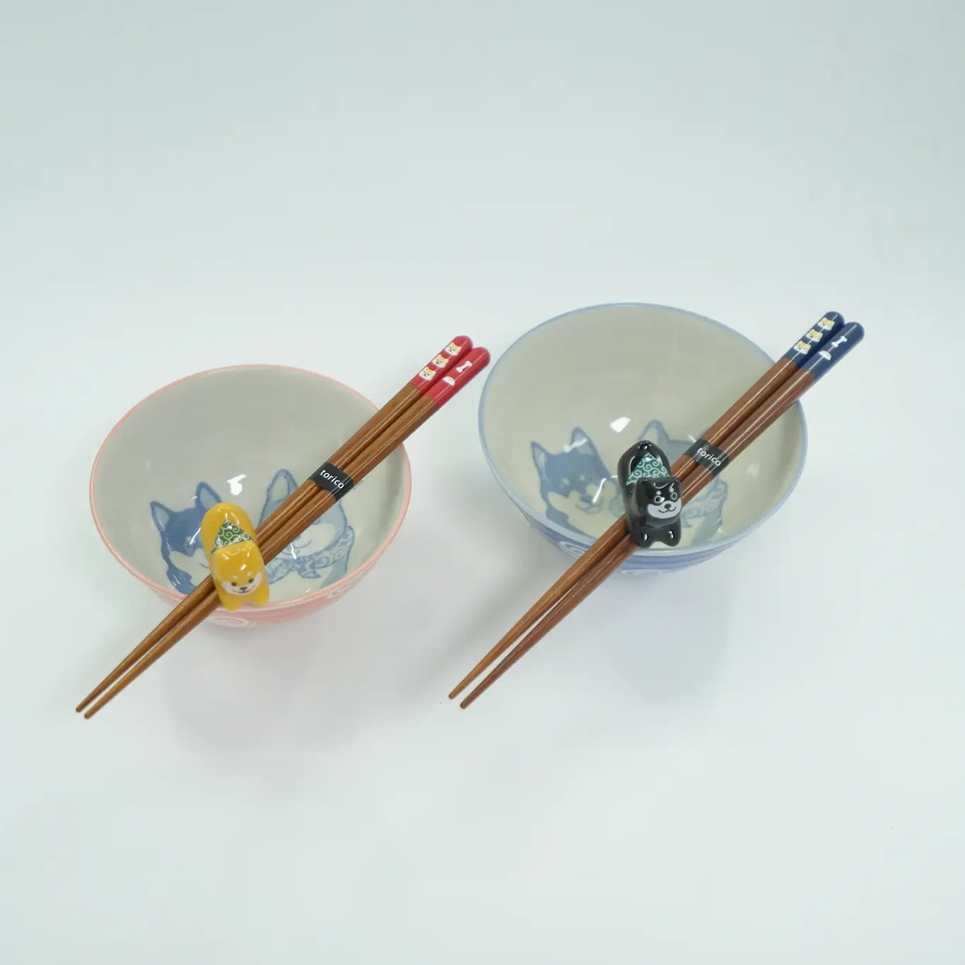 Shiba Inu Rice Bowl & Chopsticks Gift Set Mino Ware