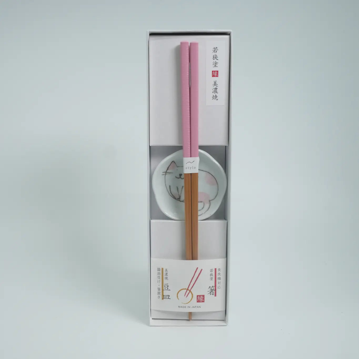 Wakasa Cat Chopstick Pink Set Aoba