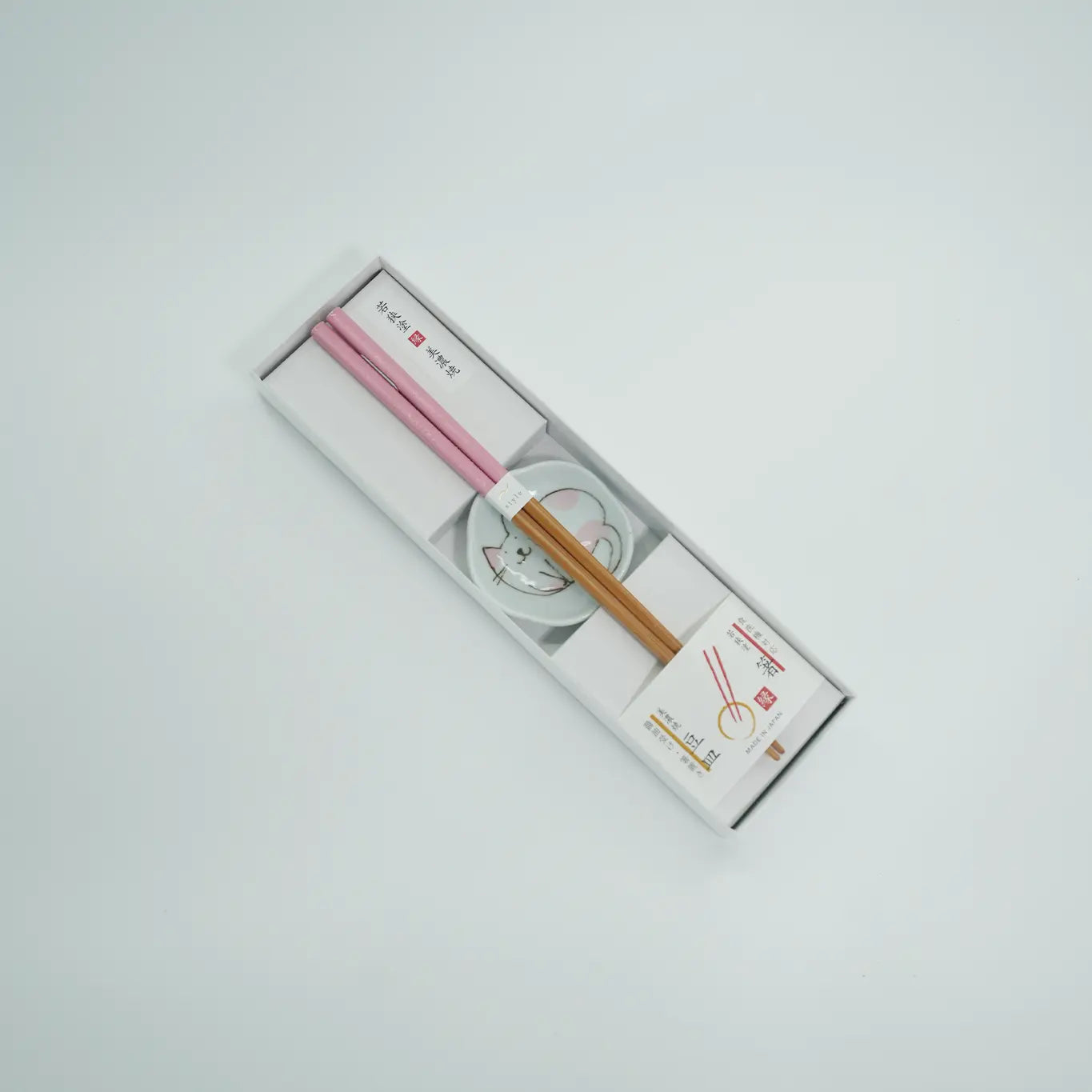 Wakasa Cat Chopstick Pink Set Aoba