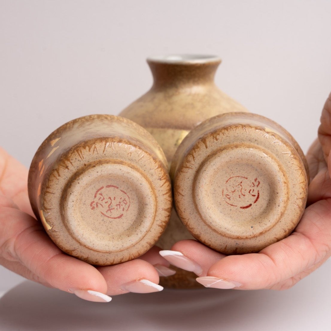 Kutani Ware Golden Leaf Sake Set