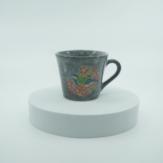 Kutani Ware - Gold Sakura Flower Bird Mug