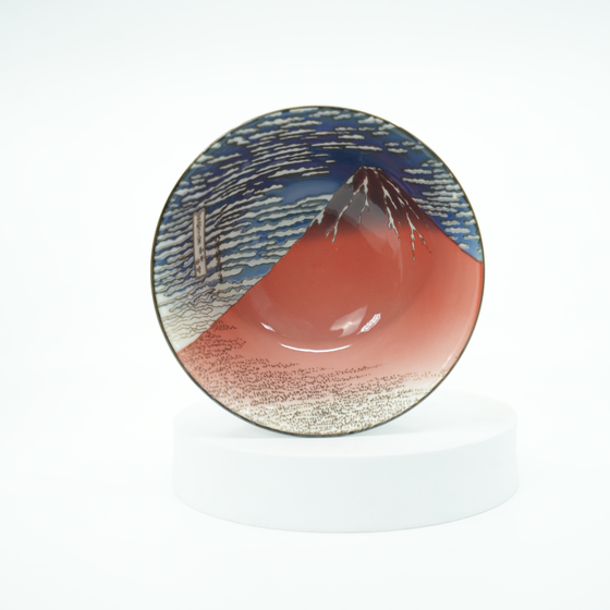 Hokusai Great Wave & Red Fuji Bowl Set With Chopsticks