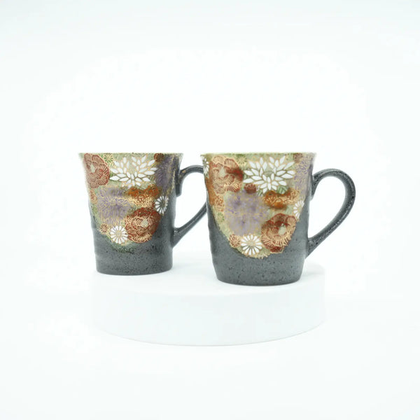 Kutani Ware Floral Mug Set Kutani Ware