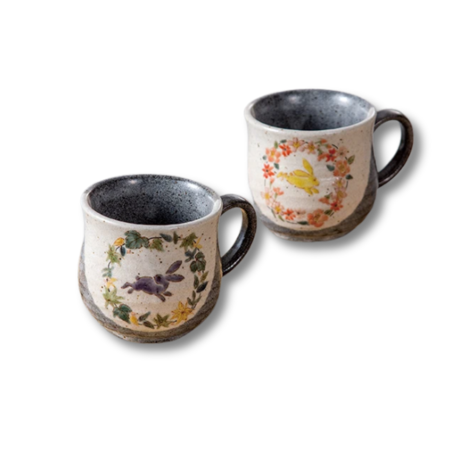 Kutani Ware - Flower & Rabbit Mug Set