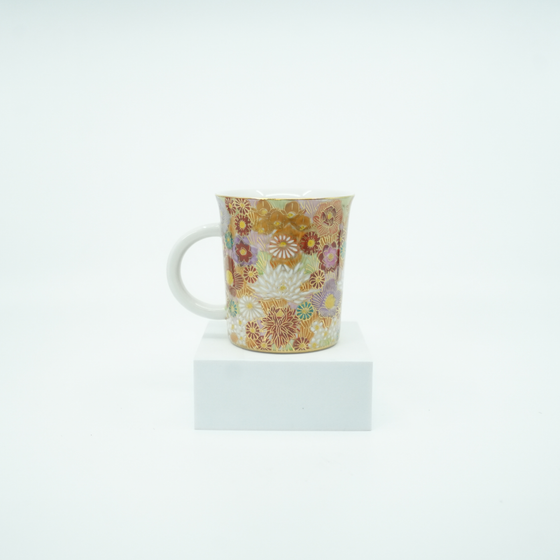 Kutani Ware Japanese Mug - Hanazume Gold Floral