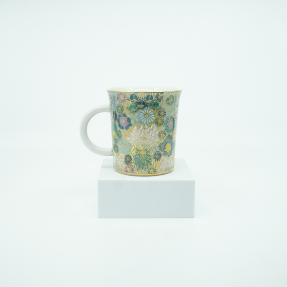 Kutani Ware Japanese Mug - Hanazume Gold Floral