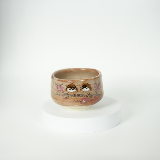 Kutani Ware - Spring Sparrow Matcha Bowl