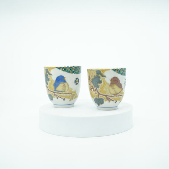 Kutani ware - Sparrow Pair Tea Cup
