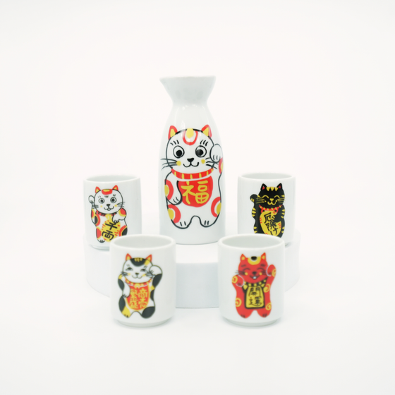 Maneki Neko Lucky Cat Sake Set