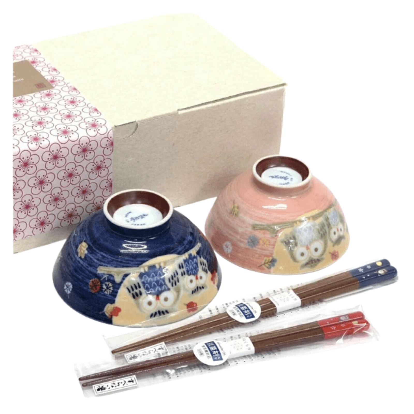 Owl Rice Bowl & Chopsticks Gift Set