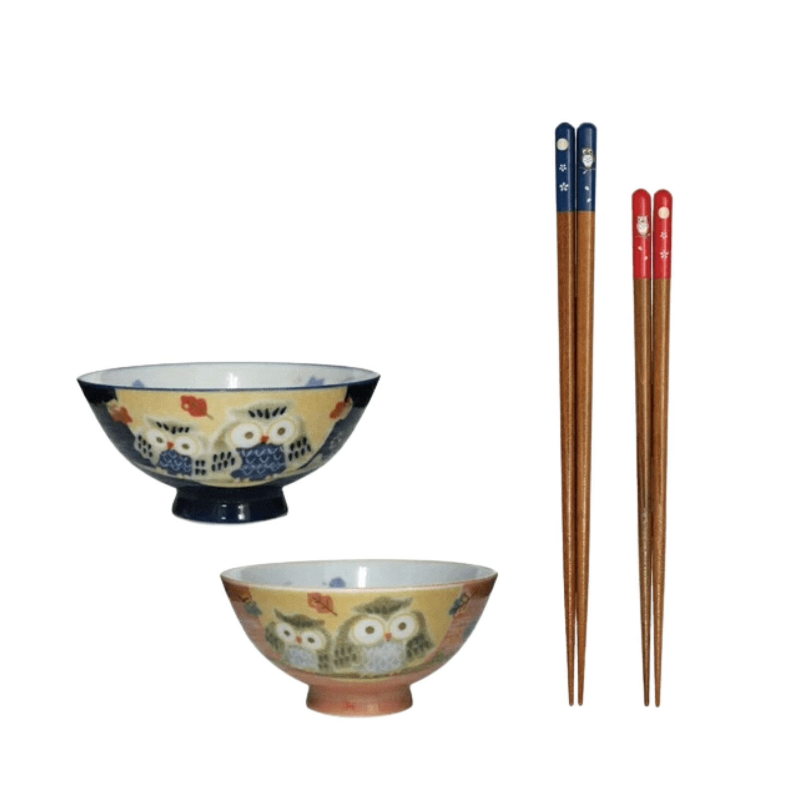 Owl Rice Bowl & Chopsticks Gift Set