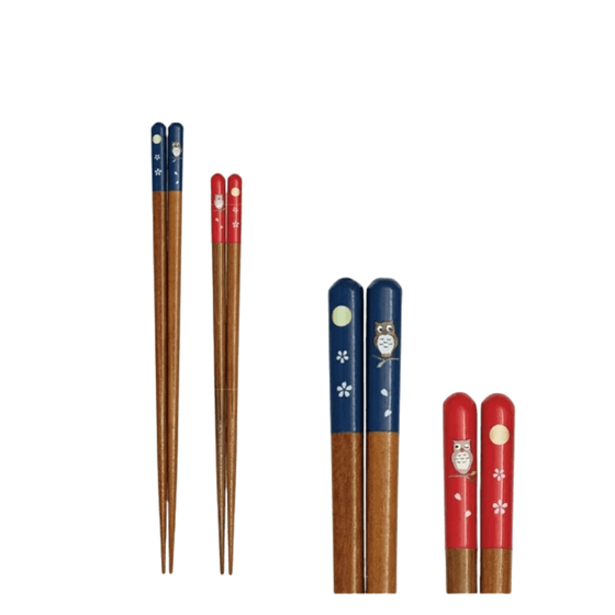 Mino Ware - Owl Rice Bowl & Chopsticks Gift Set