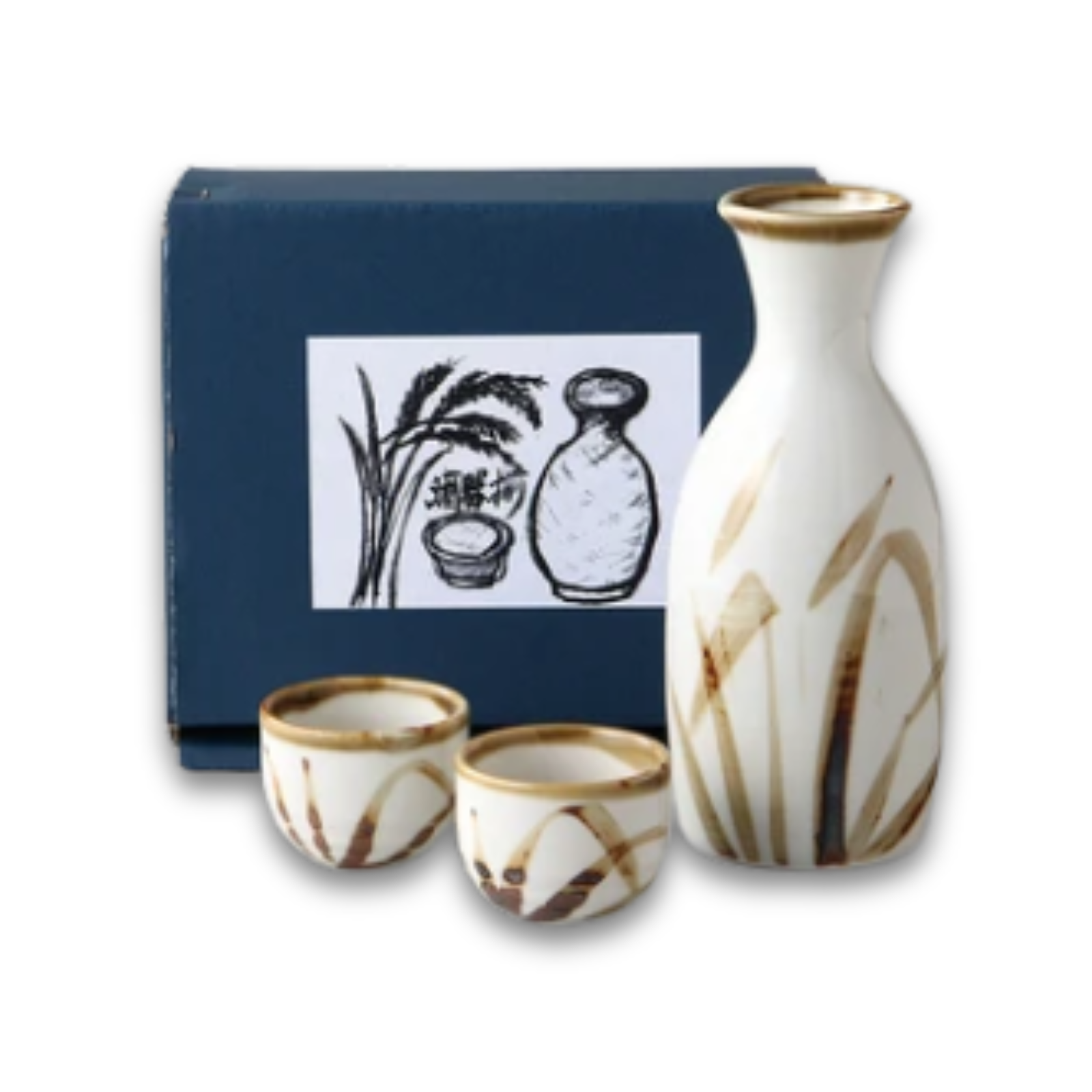 Mino Ware - Gold Susuki Sake Set