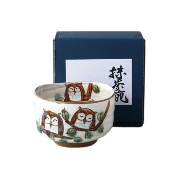 Mino Ware - Japanese Owl Matcha Bowl