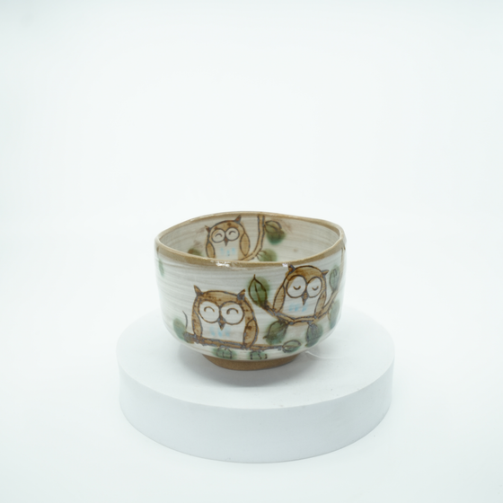Mino Ware - Japanese Owl Matcha Bowl