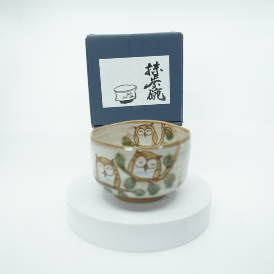 Mino Ware - Japanese Owl Matcha Bowl