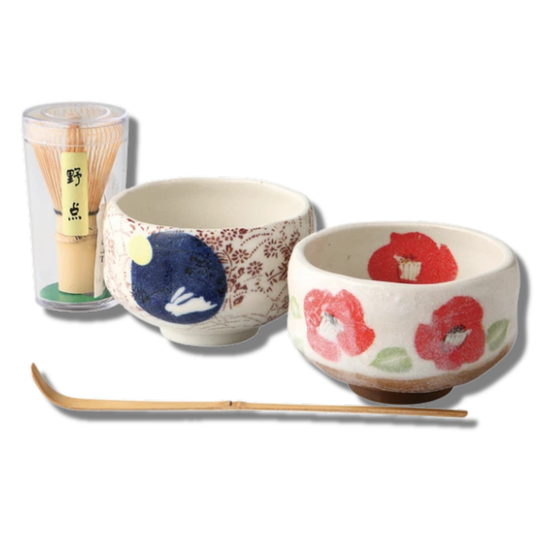 Mino Ware - Moon Rabbit Matcha Set