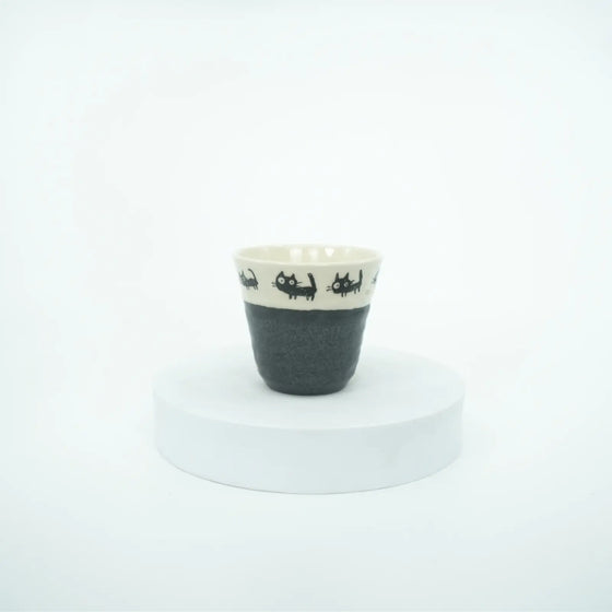 Mino Ware - Kuro Neko Cat Cup