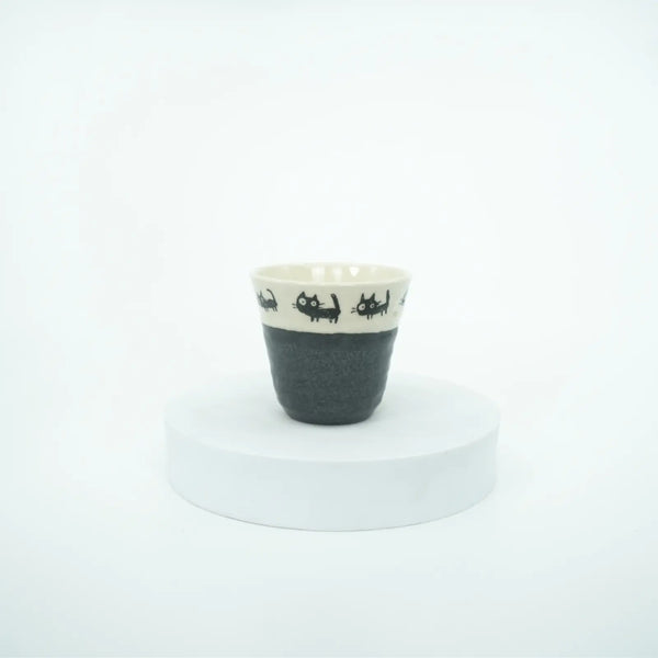 Mino Ware - Kuro Neko Cat Cup