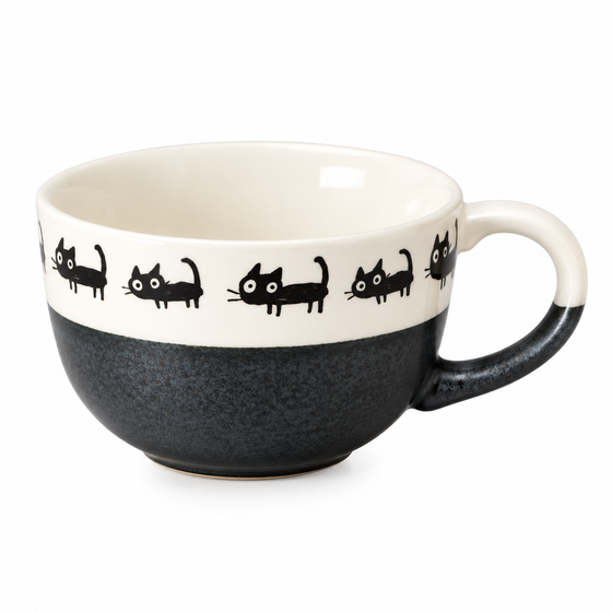 Mino Ware - Kuro Neko Black Cat Soup Cup