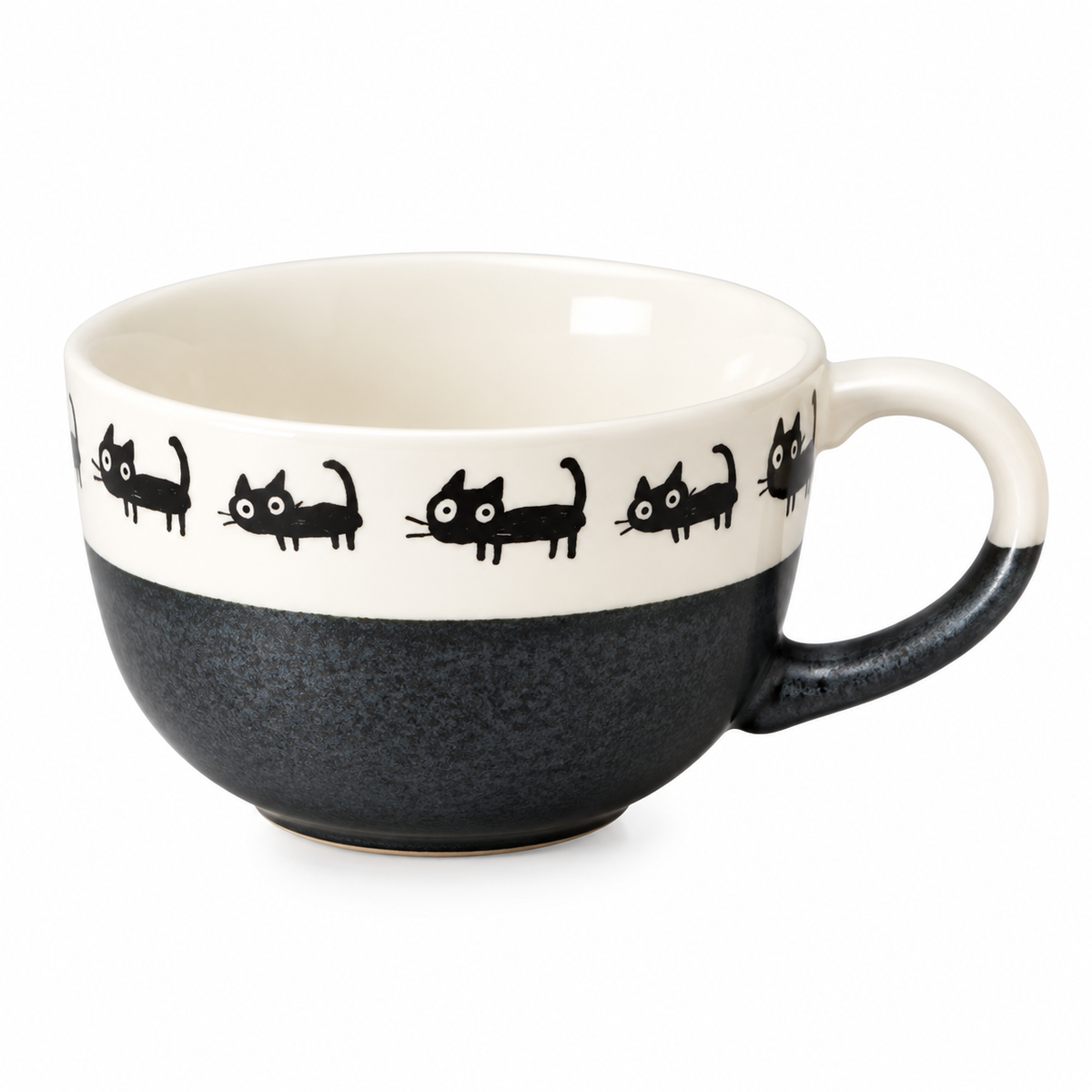 Mino Ware - Kuro Neko Black Cat Soup Cup