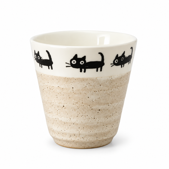 Mino Ware - Kuro Neko Cat Cup