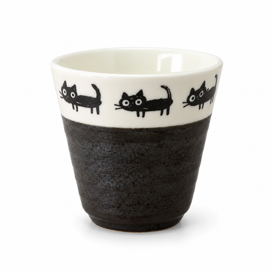 Mino Ware - Kuro Neko Cat Cup