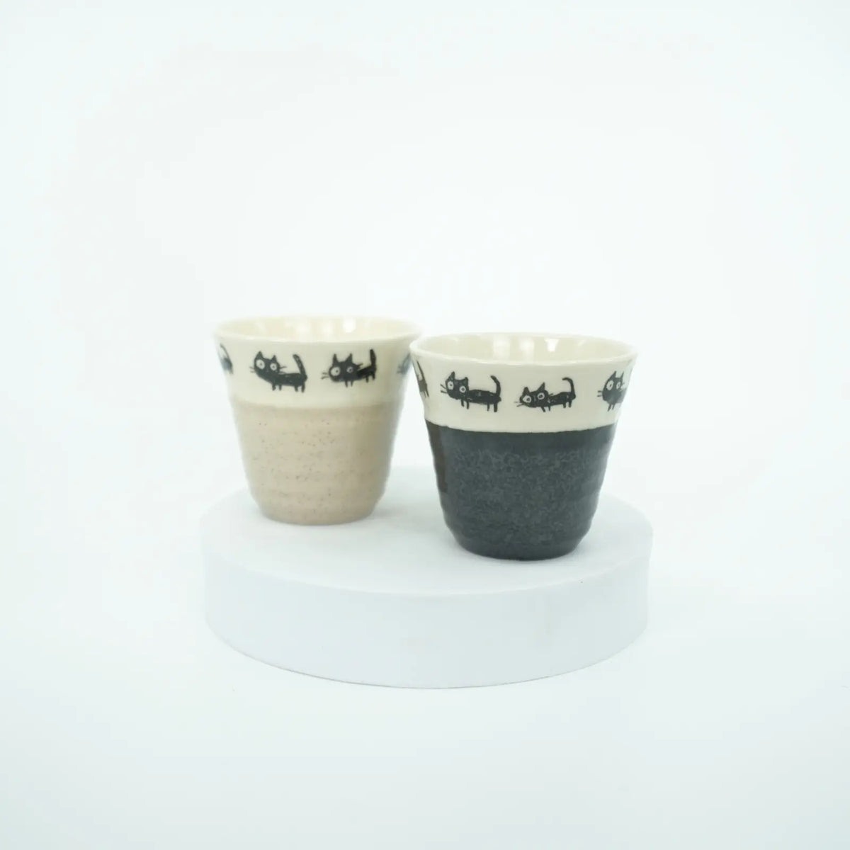 Mino Ware - Kuro Neko Cat Cup
