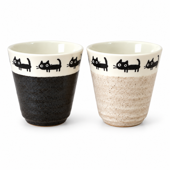 Mino Ware - Kuro Neko Cat Cup