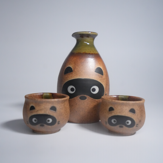 Mino ware - Raccoon Pottery Sake Set